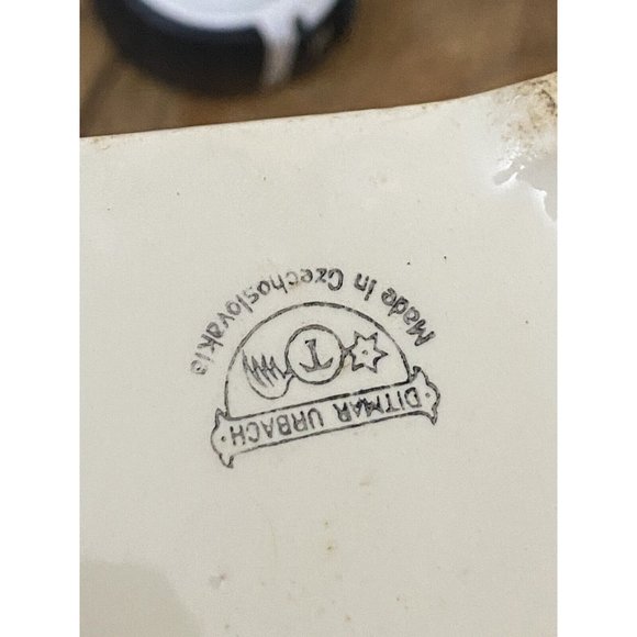 Ditmar Urbach Floral White Porcelain Salt Box Czechoslovakia Wood Lid - Picture 3 of 12